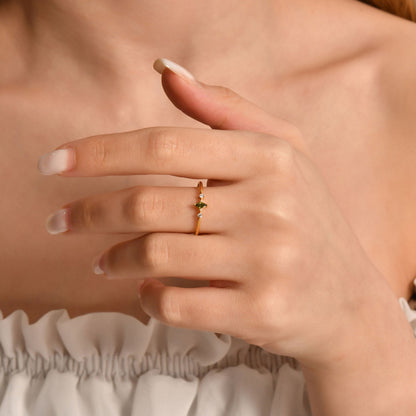 14K Gold Marquise Peridot Diamond Ring - 2S111P