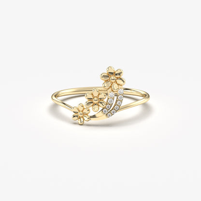 18K Gold Minimalist Flower Ring - LR02