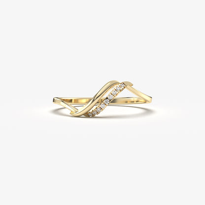 10K Gold Thin Diamond Ring - LR119