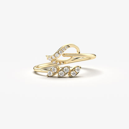 10K Gold Leaf Ivy Diamond Ring - LR124