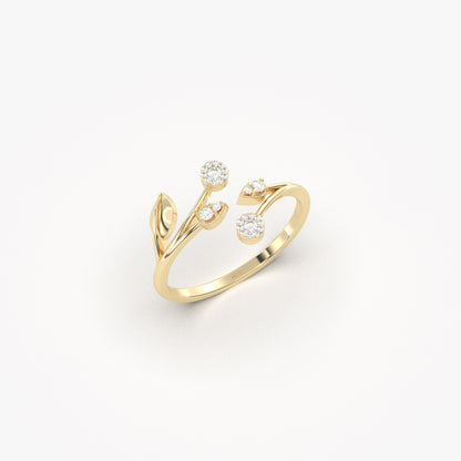 14K Gold Ivy Open Diamond Ring - LR141