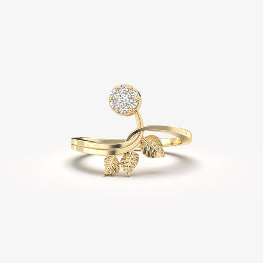 10K Gold Cluster Leaf Ring - LR147