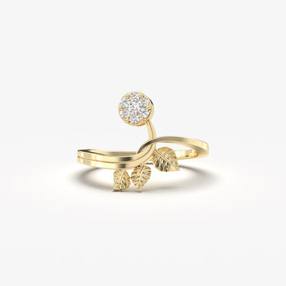 10K Gold Cluster Leaf Diamond Ring - LR147