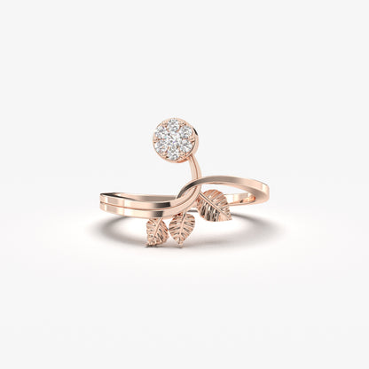 10K Gold Cluster Leaf Diamond Ring - LR147