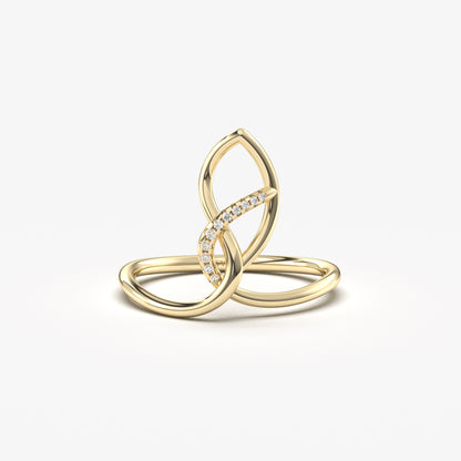 18K Gold Spiral Design Diamond Ring - LR40