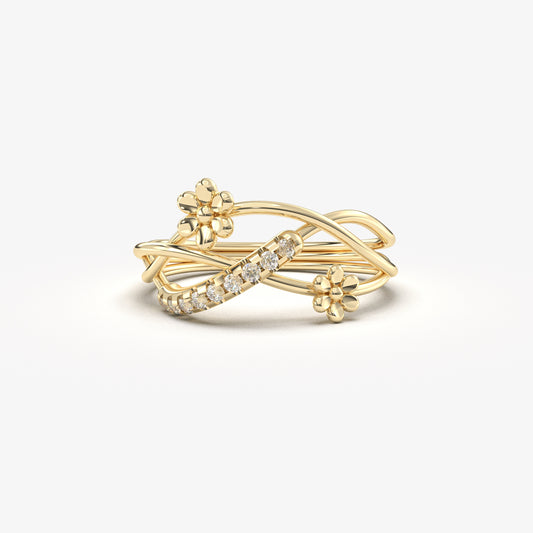 10K Gold Flower Wedding Ring - LR99