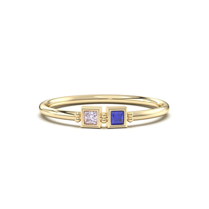 18K Gold Personalized 2 Stone Birthstone Family Ring - 2S198FAM2