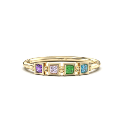 10K Gold Personalized 4 Stone Birthstone Family Ring - 2S198FAM4