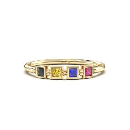 10K Gold Personalized 4 Stone Birthstone Family Ring - 2S198FAM4