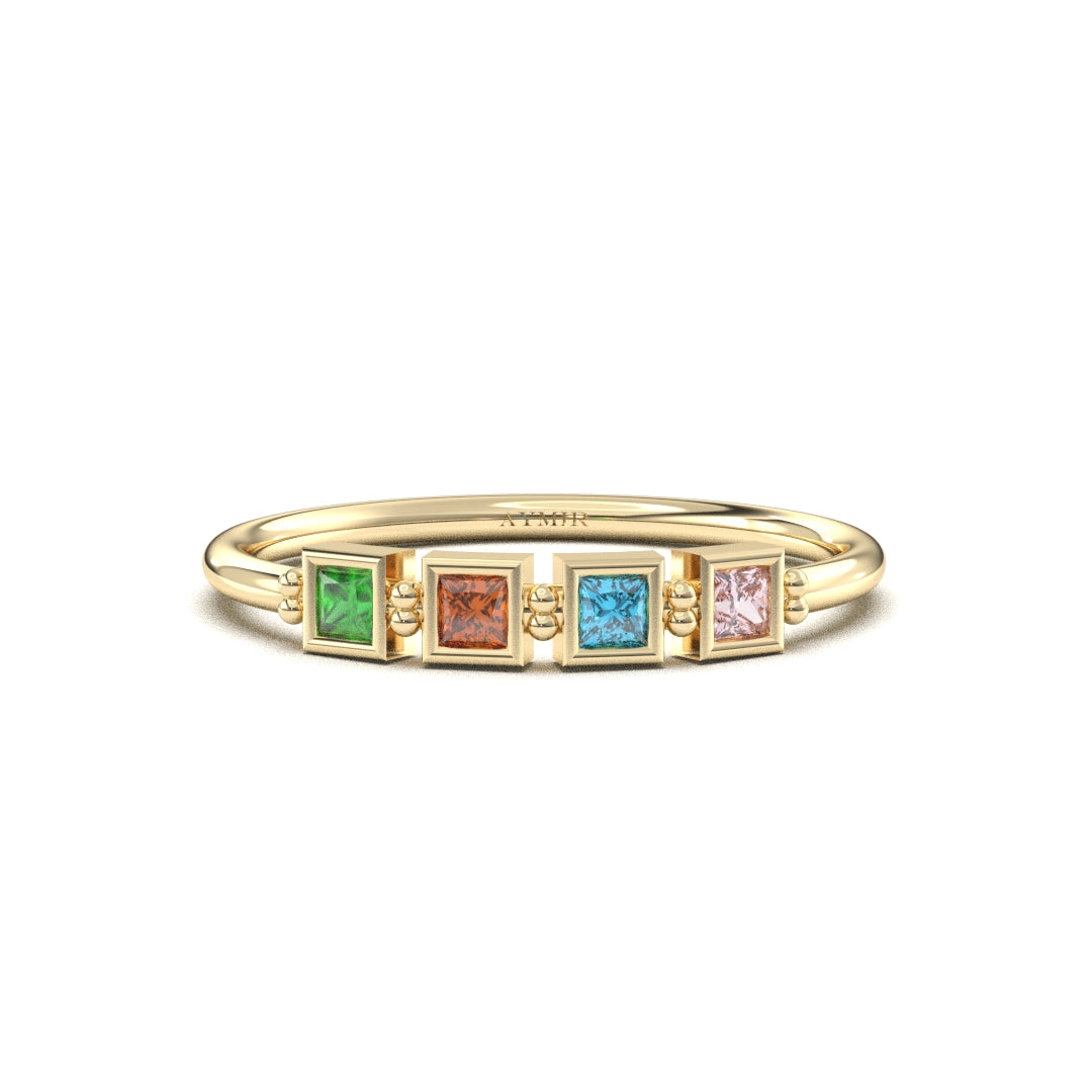 10K Gold Personalized 4 Stone Birthstone Family Ring - 2S198FAM4