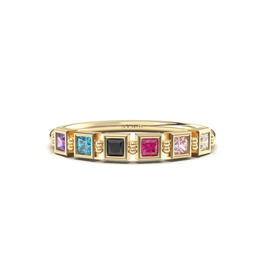 10K Gold Personalized 6 Stone Birthstone Family Ring - 2S198FAM6