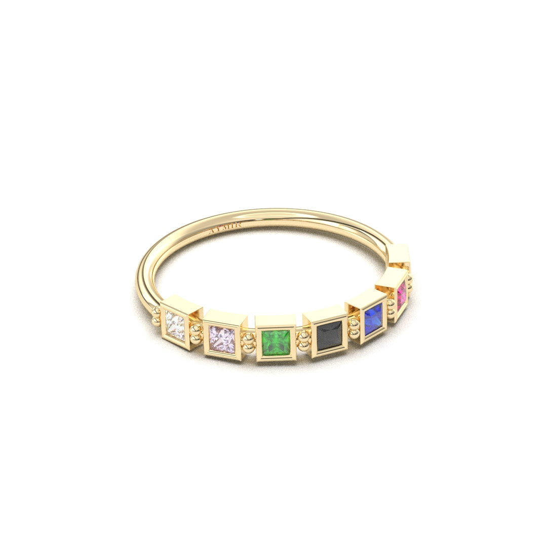 10K Gold Personalized 7 Stone Birthstone Family Ring - 2S198FAM7