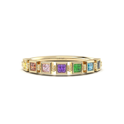 10K Gold Personalized 7 Stone Birthstone Family Ring - 2S198FAM7