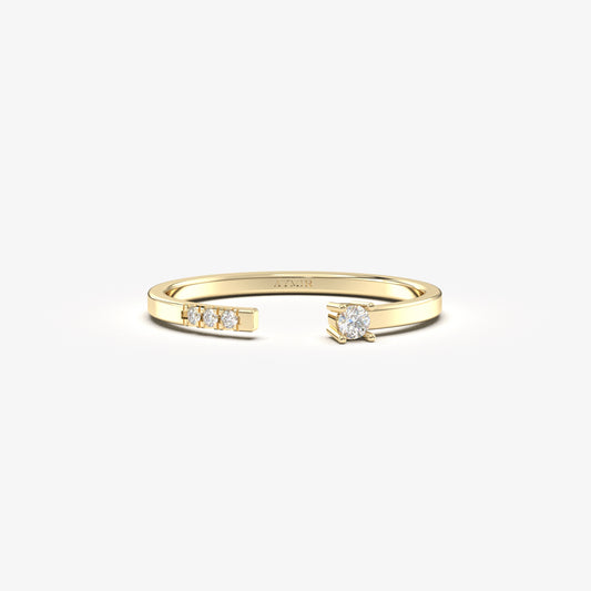 18K Gold Open Cuff Diamond Ring - 2S102