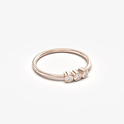 14K Gold Three Stone Diamond Ring - 2S105