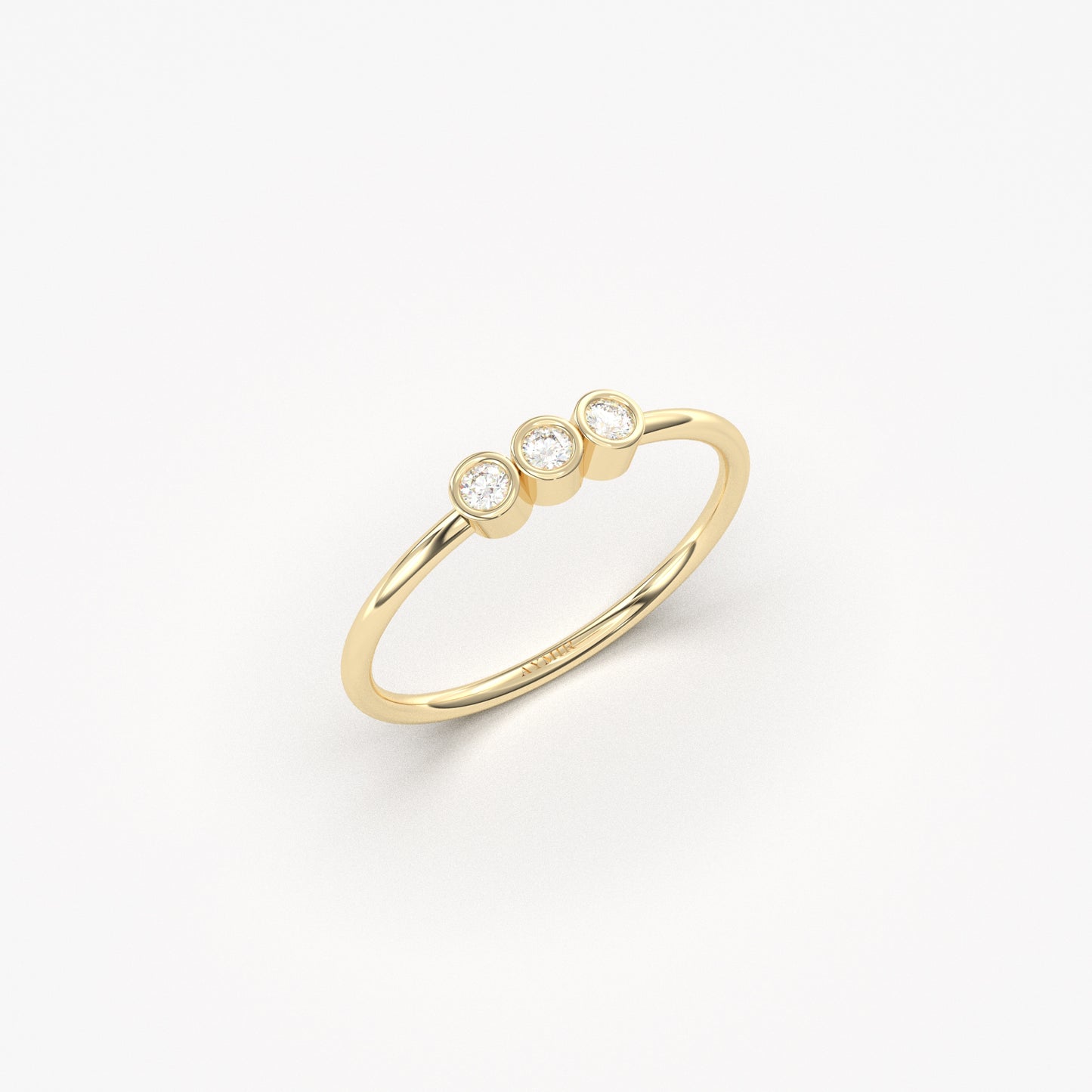 18K Gold Three Stone Ring - 2S105