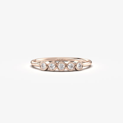 18K Gold Five Stone Ring - 2S108