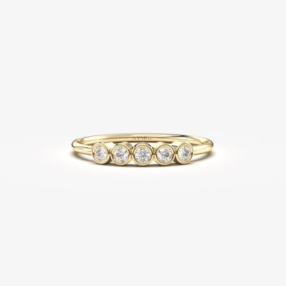 18K Gold Five Stone Ring - 2S108