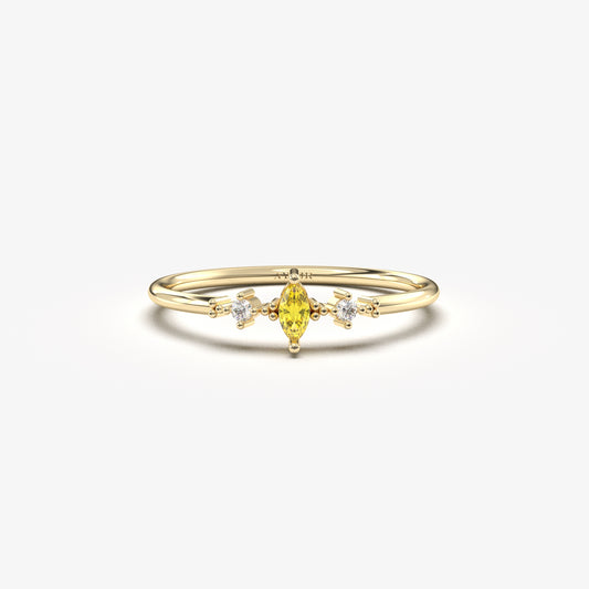 14K Gold Marquise Citrine Ring - 2S111CIT