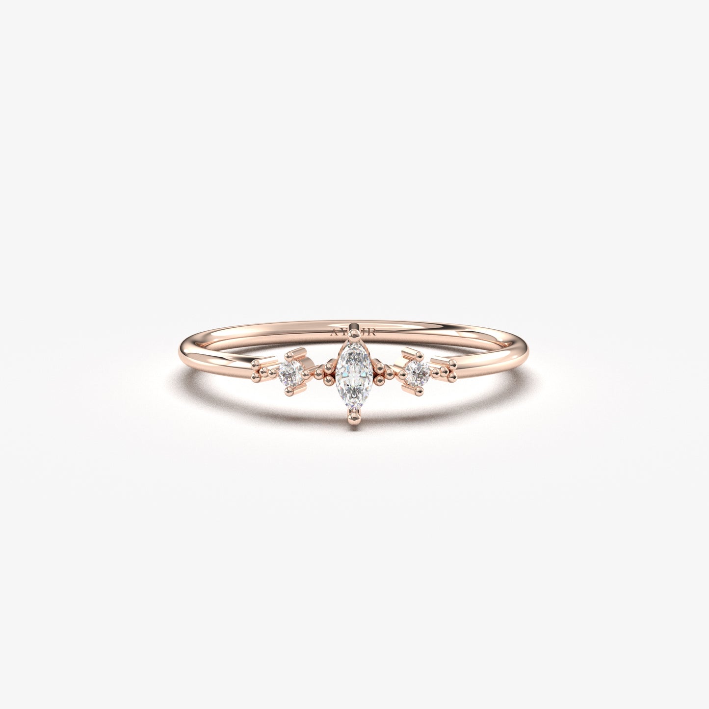 14K Gold Minimalist Marquise Diamond Ring - 2S111