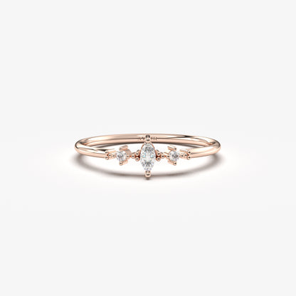 14K Gold Minimalist Marquise Diamond Ring - 2S111