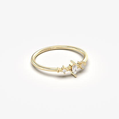 14K Gold Minimalist Marquise Diamond Ring - 2S111