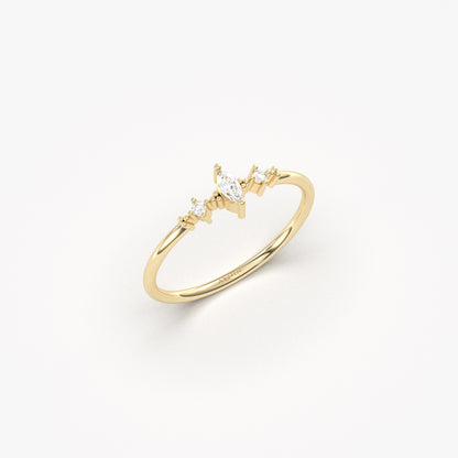 14K Gold Minimalist Marquise Diamond Ring - 2S111