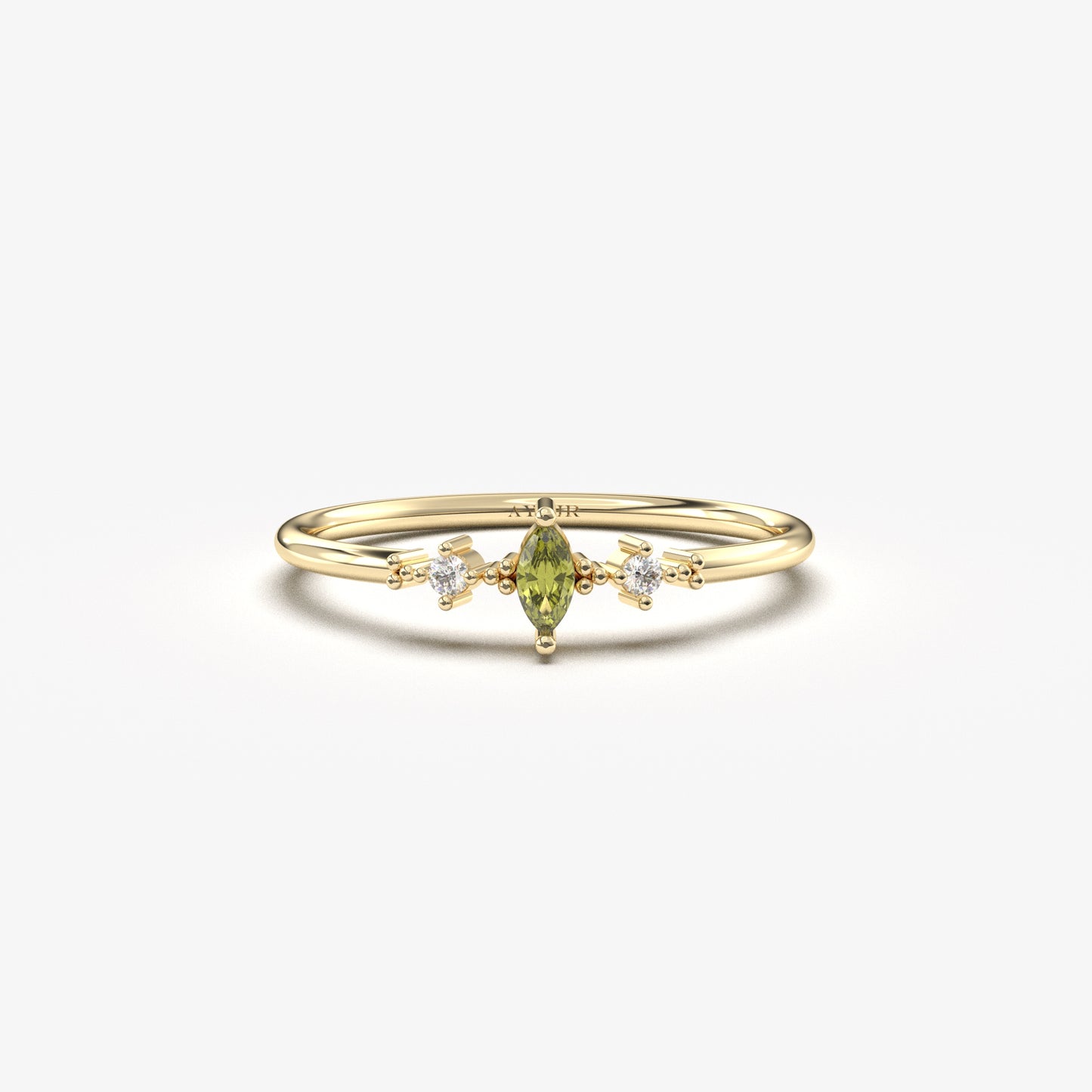 14K Gold Marquise Peridot Ring - 2S111P