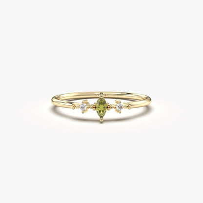 14K Gold Marquise Peridot Ring - 2S111P
