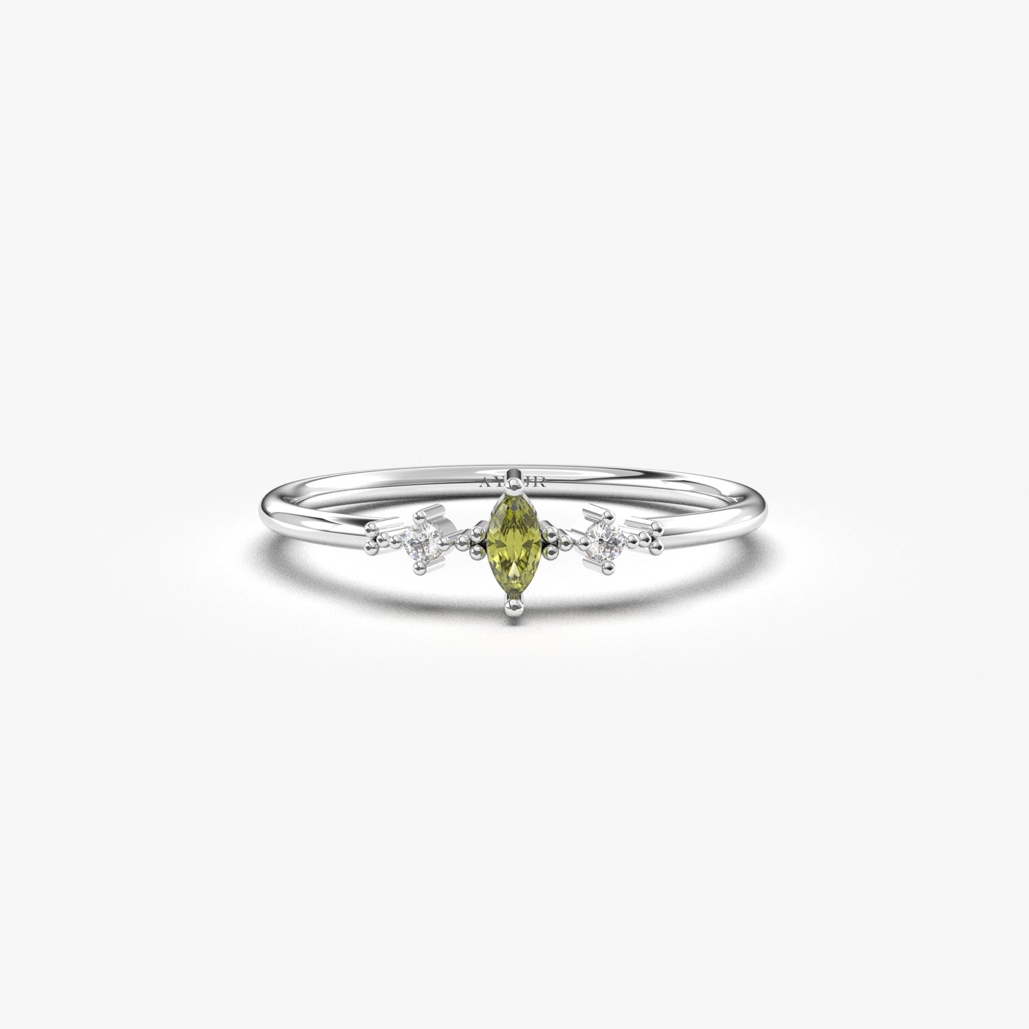 10K Gold Marquise Peridot Diamond Ring - 2S111P