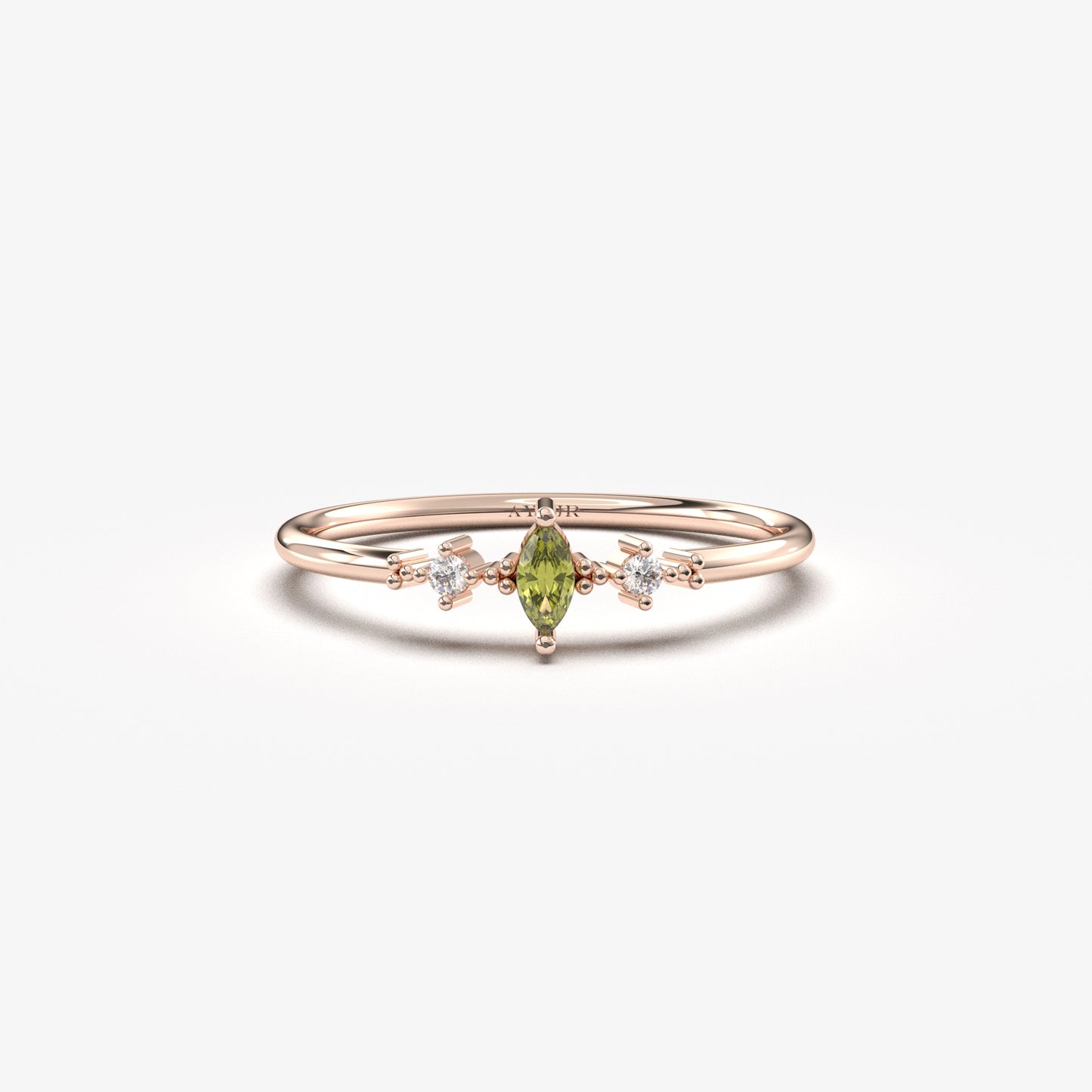 14K Gold Marquise Peridot Ring - 2S111P