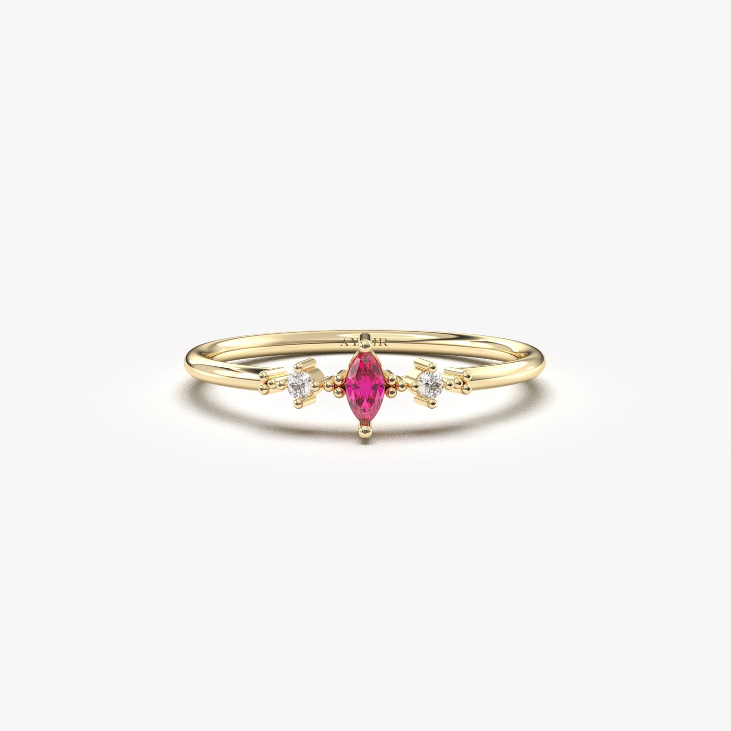 10K Gold Marquise Ruby Diamond Ring - 2S111RBY