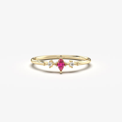 10K Gold Marquise Ruby Diamond Ring - 2S111RBY