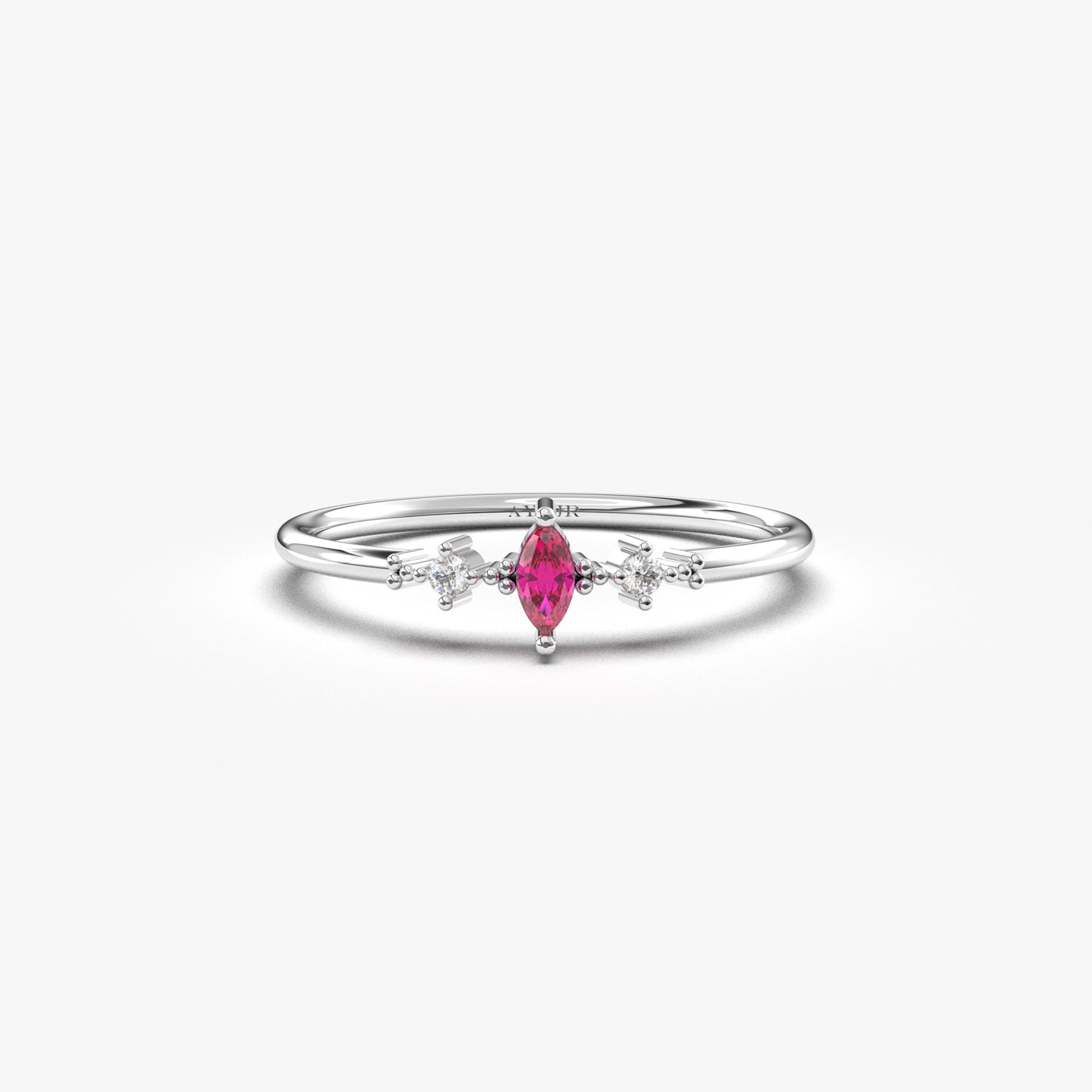 10K Gold Marquise Ruby Diamond Ring - 2S111RBY