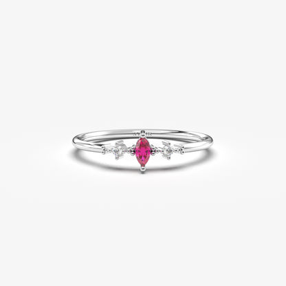 10K Gold Marquise Ruby Diamond Ring - 2S111RBY