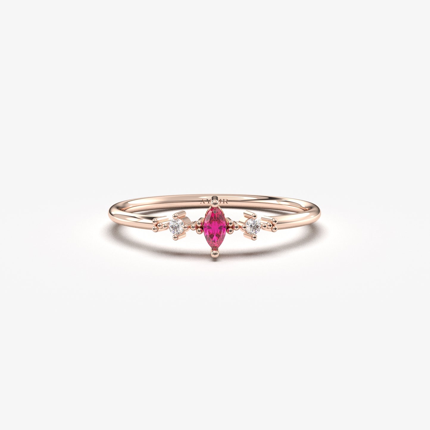 10K Gold Marquise Ruby Diamond Ring - 2S111RBY