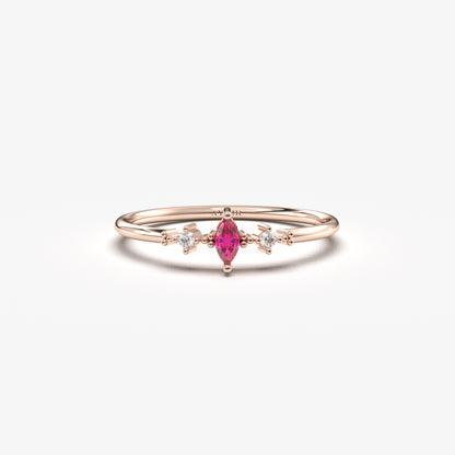 10K Gold Marquise Ruby Diamond Ring - 2S111RBY