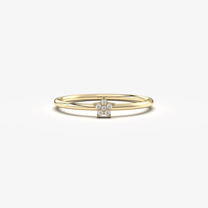 14K Gold Mini Polar Star Diamond Ring - 2S112