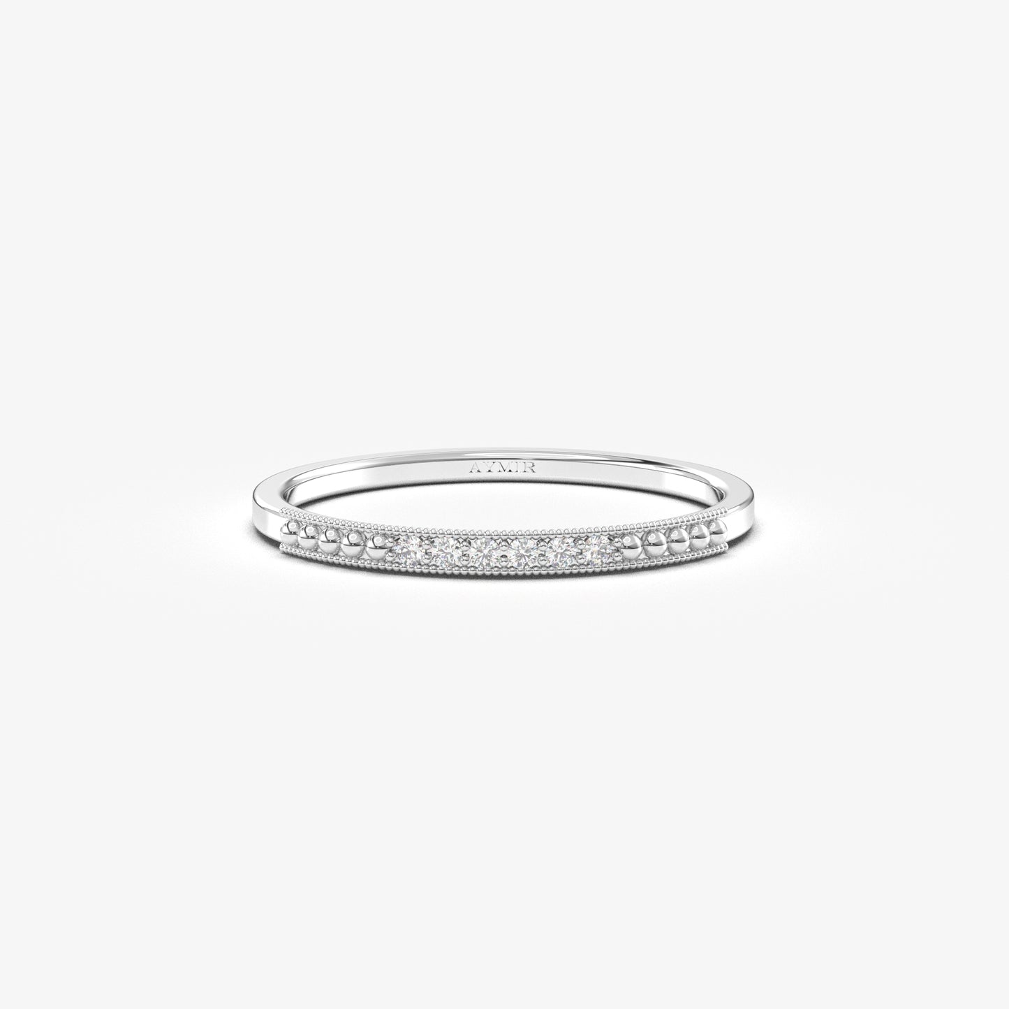18K Gold Thin Wedding Diamond Ring - 2S118