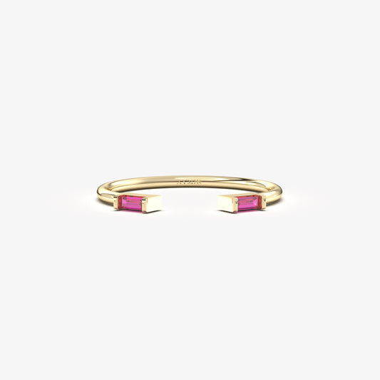 18K Gold Open Baguette Ruby Ring - 2S11RBY