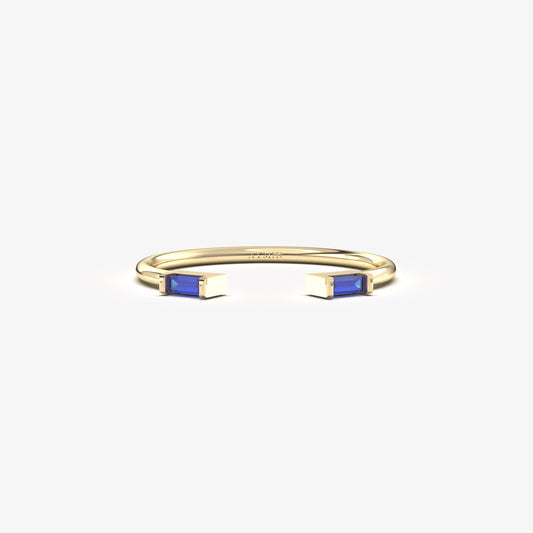 18K Gold Open Baguette Sapphire Ring - 2S11SAP