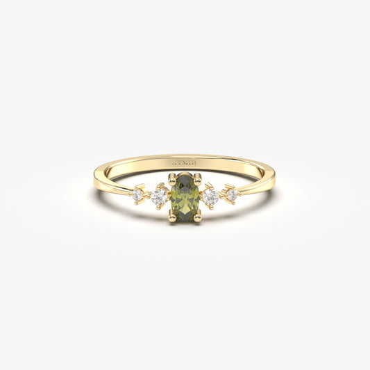 14K Gold Oval Peridot Ring - 2S121PER