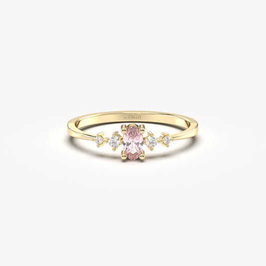 14K Gold Oval Pink Topaz Ring - 2S121PNK