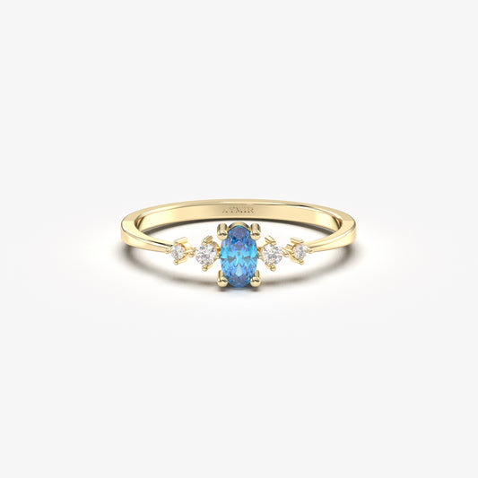 14K Gold Oval Sky Blue Topaz Ring - 2S121SKY