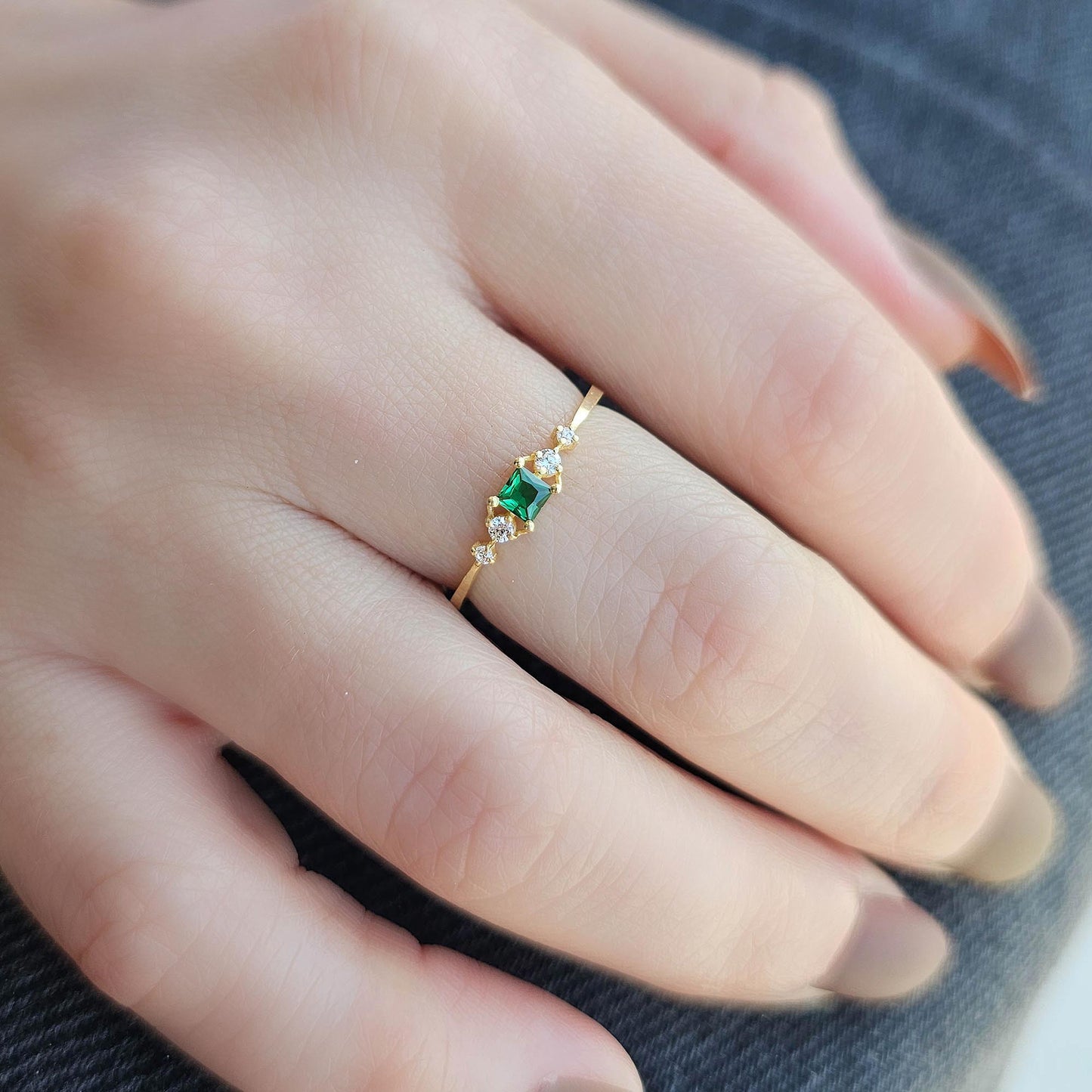 14K Gold Princess Emerald Ring - 2S122EME