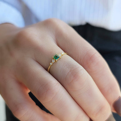 14K Gold Princess Emerald Ring - 2S122EME