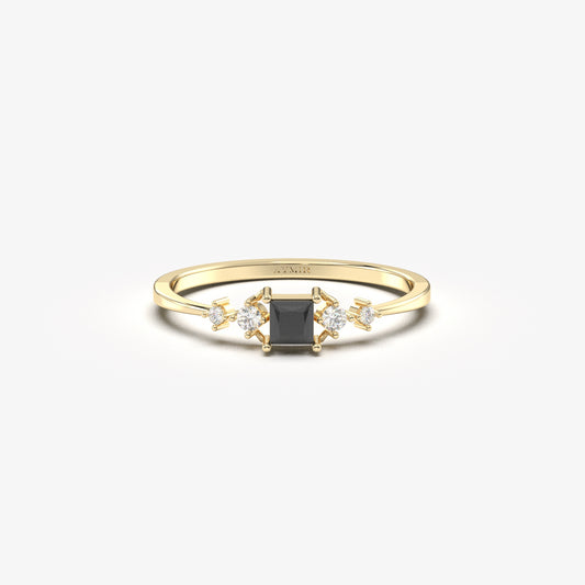 14K Gold Square Black Onyx Ring - 2S122BLK