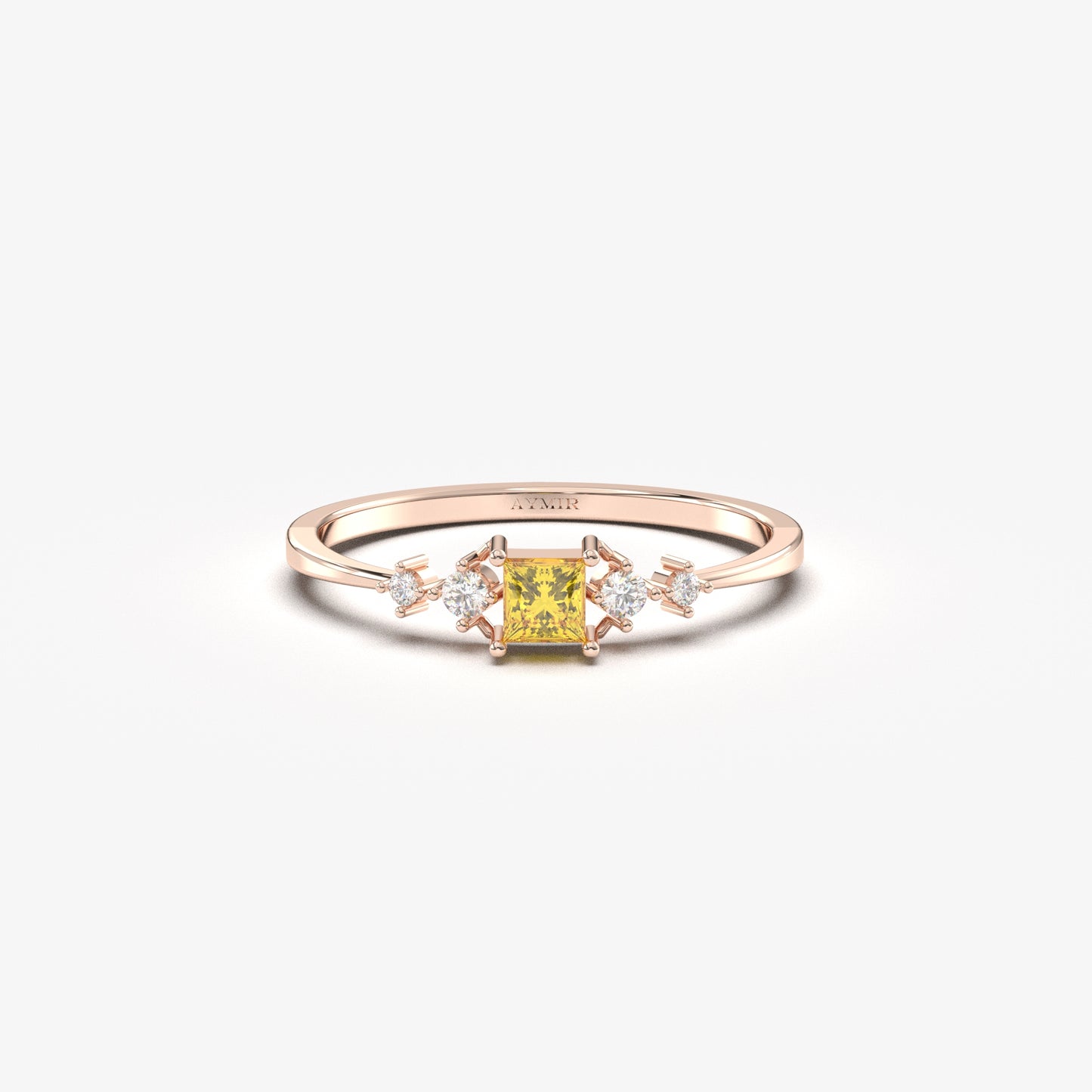 10K Gold Dainty Citrine Diamond Ring - 2S122CIT