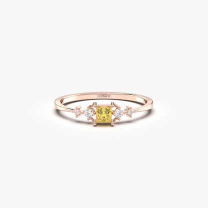 10K Gold Dainty Citrine Diamond Ring - 2S122CIT