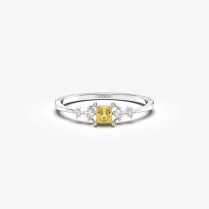 10K Gold Dainty Citrine Diamond Ring - 2S122CIT